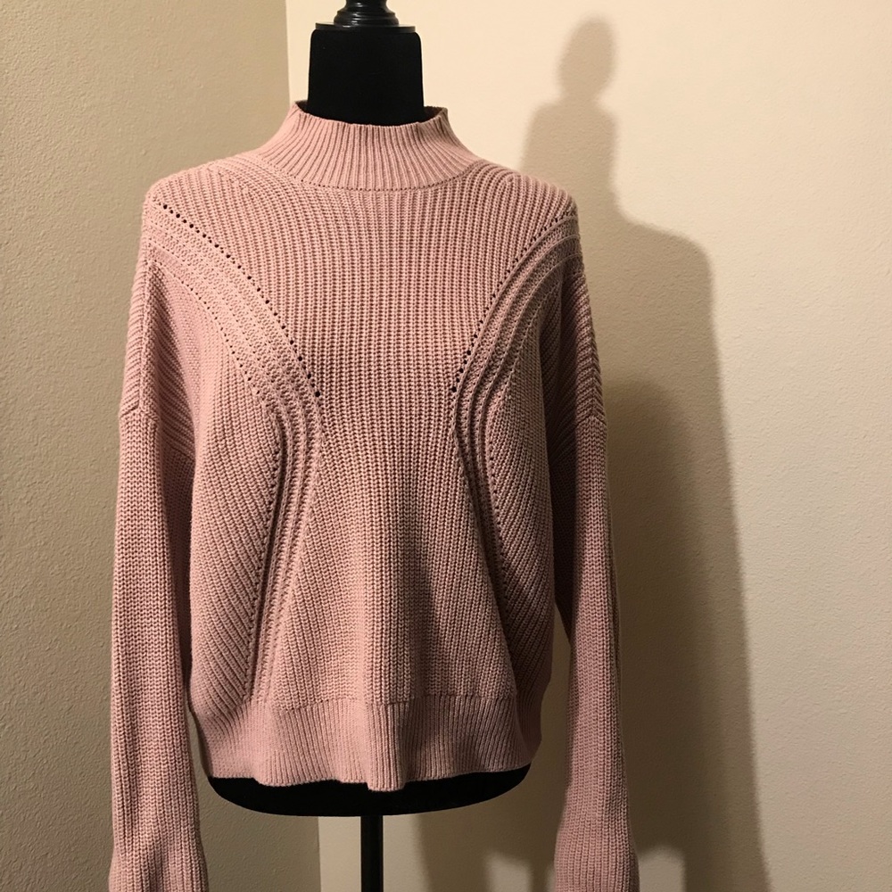 Blush Pink Mock Neck Sweater